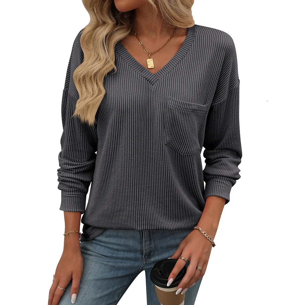 Womens Long Sleeve Tops Spring Autumn Knitted Pullovers Round Neck Striped Contrasting Sleeved Casual Sweater 250211