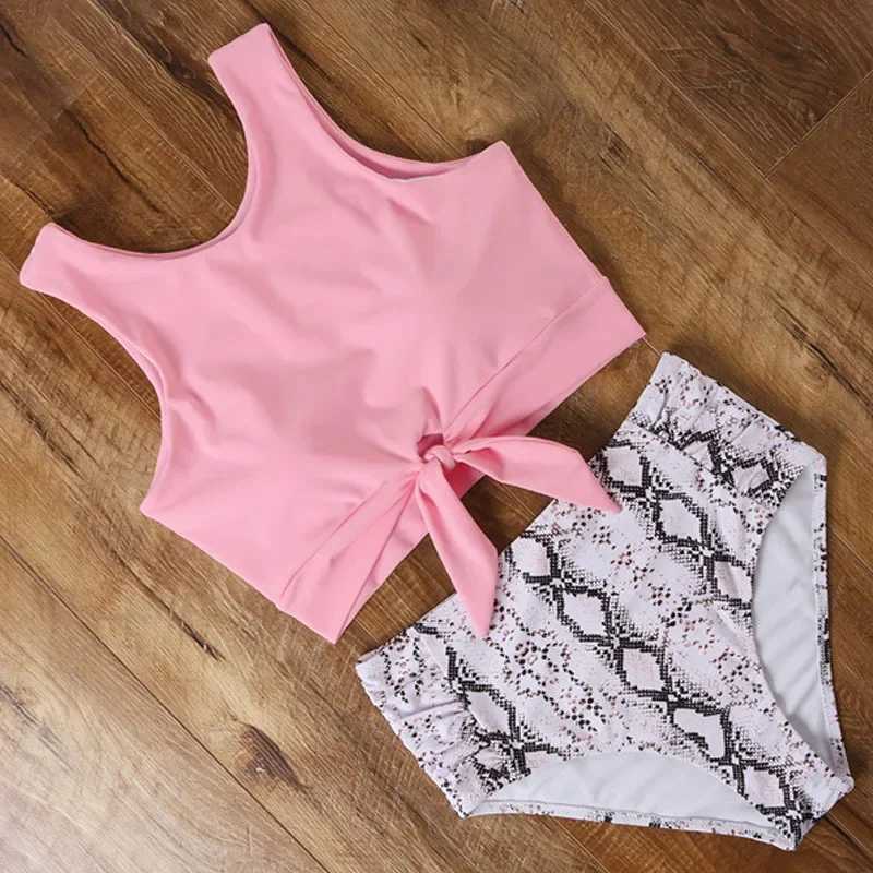 High Waisted Swimsuit Bikini 202 Push Up Swimwear Women Sexy Bathing Suit Female Vest Bikini Set Leopard Swim Suit BeachwearW250214