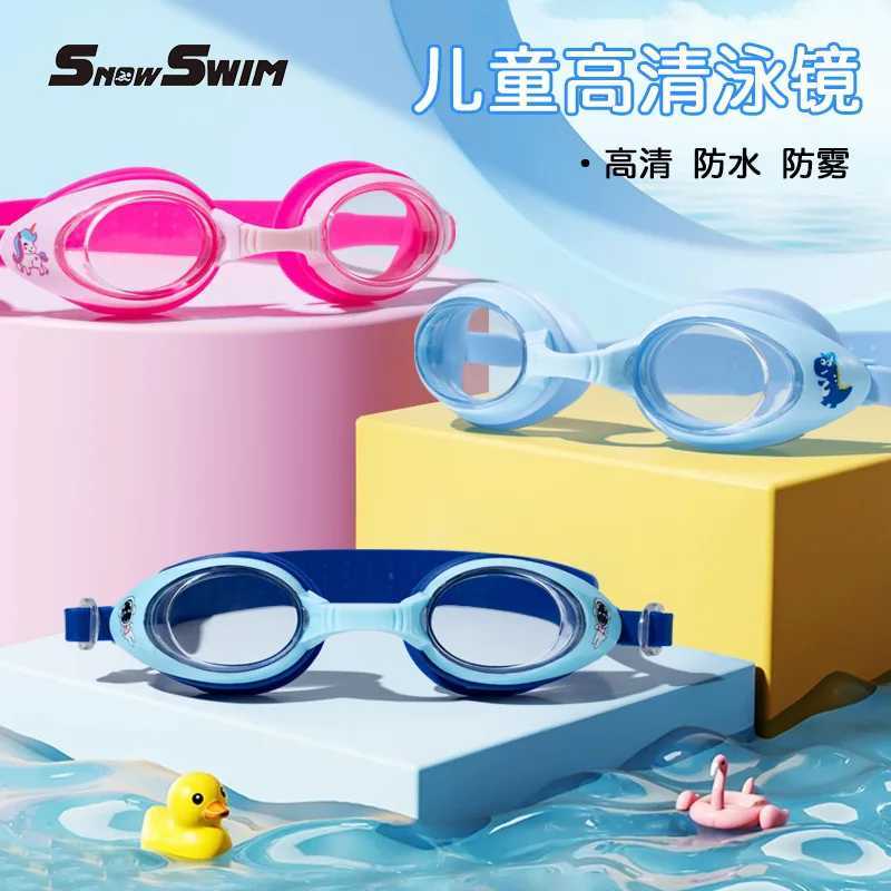 Childrens Swimming Goggles Small Frame Waterproof Anti-fog HD Boys and Girls Swimming Glasses Swimming Cap Set Diving Equipment Z250215