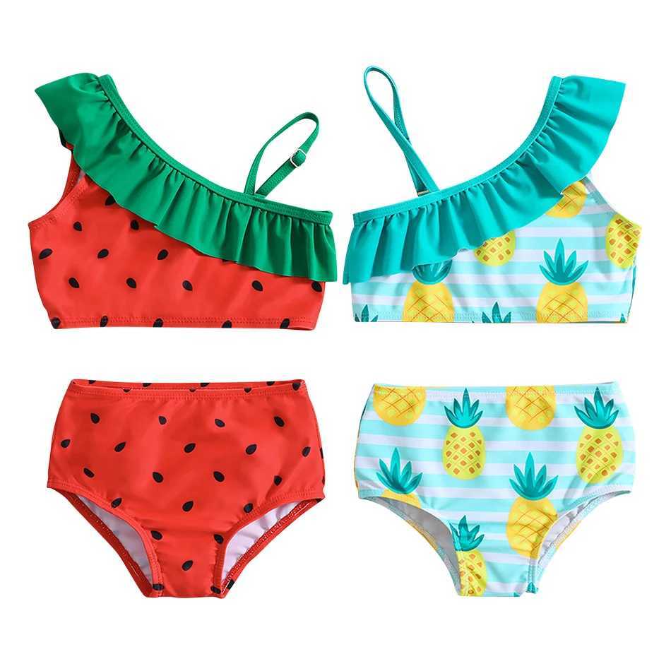 1-6Y New Fashion Kid Watermelon Design Bikini Set Lovely Two Pieces Child Swimwear Cute Girl Flouncing Swimsuit Summer BeachwearXJ250214