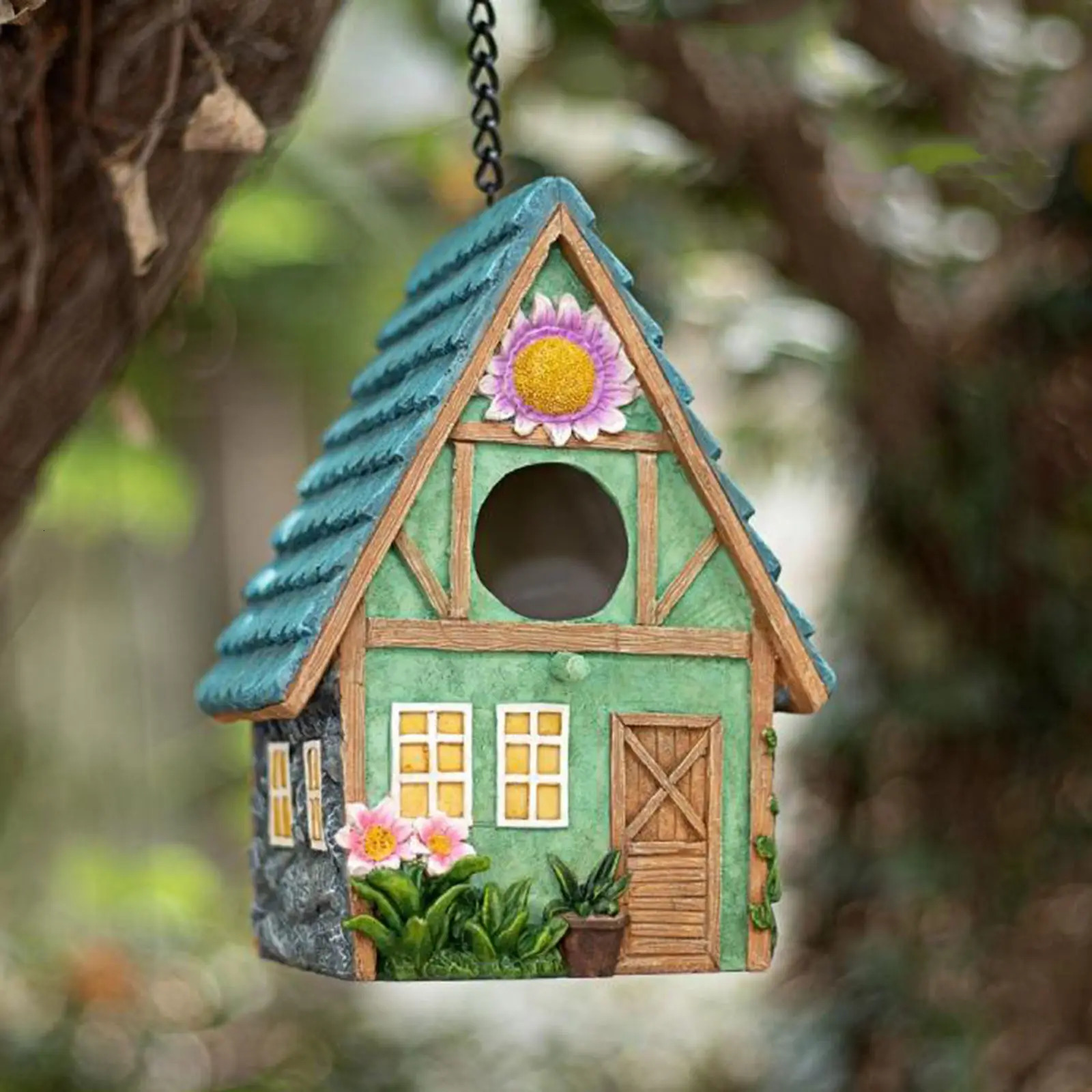 Hand-Painted ing Colourful Birdhouse Country Bird House for Small Birds 250206