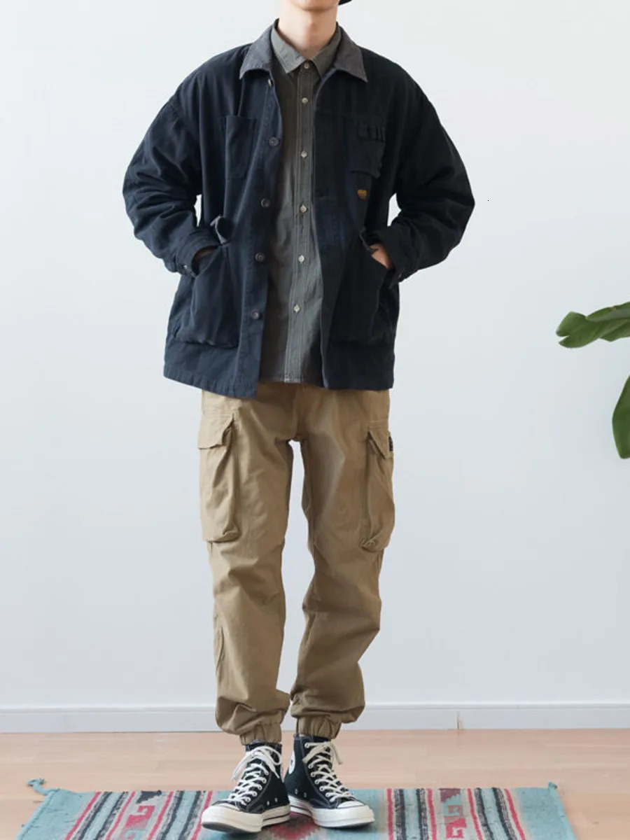 Vintage Army Green Cargo Denim Jacket Men Women Spring Autumn Clothing Harajuku Coat Korean Fashion Military Casual Workwear 250212