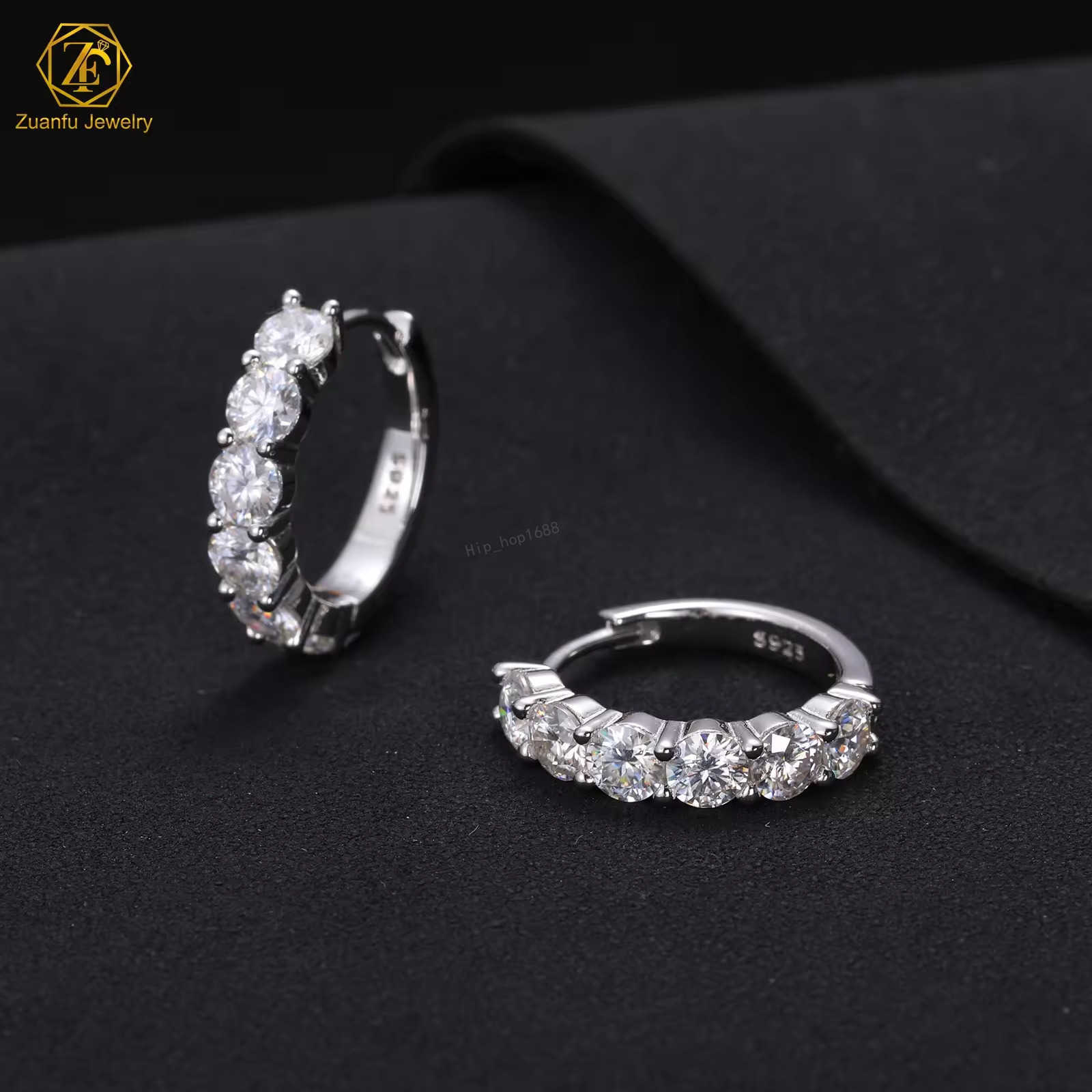 2024 New Trendy 14K 3MM Round Brilliant Cut DEF VVS/VS Lab Diamond Earrings Hoop for Women
