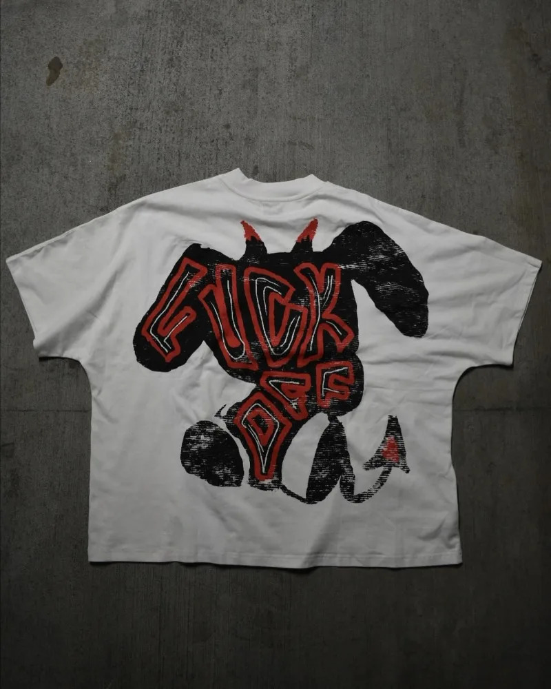 American Trendy Gothic Letter Pattern Printed Oversized T-Shirt Mens Y2K Street Hip-Hop Loose Retro Casual Round Neck Top Women 250210