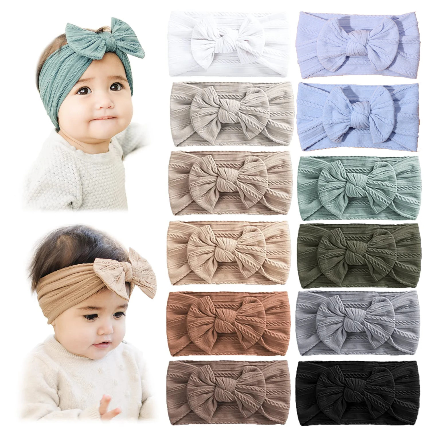 12PcsSet Baby Bow Headband Elastic Nylon Hairbands for Kids Girls born Infant Headwear Hair accessories for Children 250121