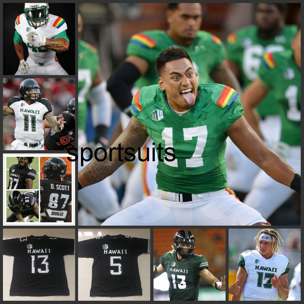 Mens Youth Custom Stitched Hawaii Rainbow college Football 27 Koali Nishigaya Landon Sims 31 Dedrick Parson 33 Brock Hedani 38 Robbie Paikai 43 Ronson Jersey