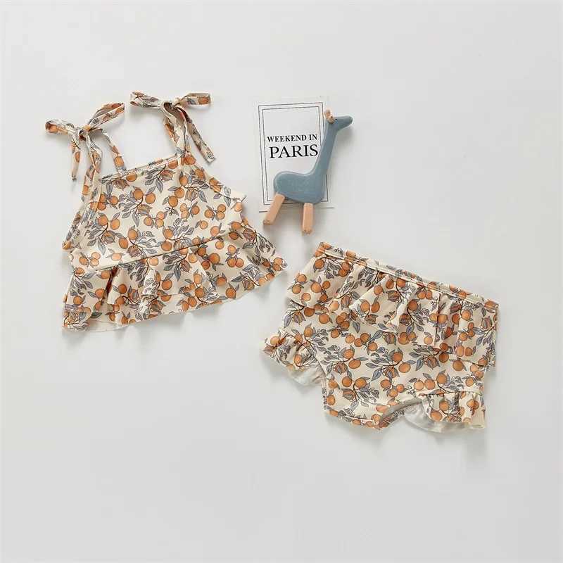 Yiiciovy Baby Girls Floral Print Swimming Suit Beachwear Kid Lace Up Strap Bikini Swimsuit Children Lovely Swimwear Bathing SuitXJ250214