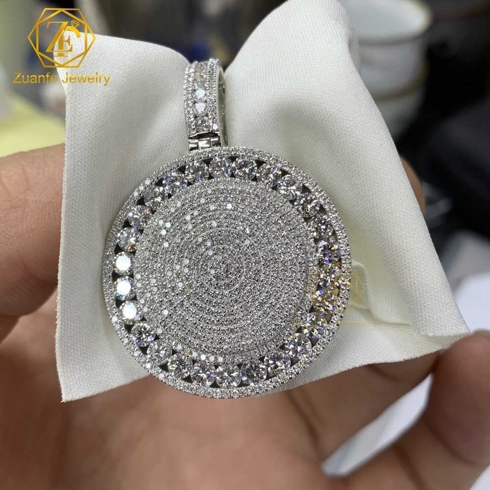 Hip Hop Custom 925 Silver White Gold Diamonds PersonalIze Pendant Rapper Round Iced Out Lab Grown Diamond Pendant