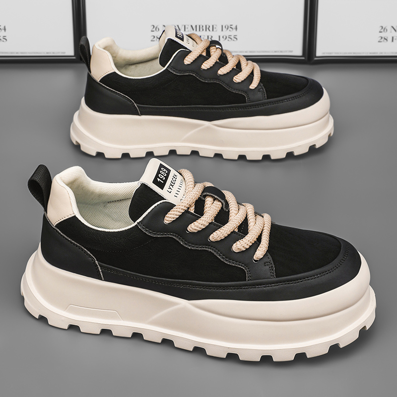 Men Casual NEW Shoes Thick Sole Fashion Simple Design Splicing hot Color Versatile Triple Black Khaki Free shipping