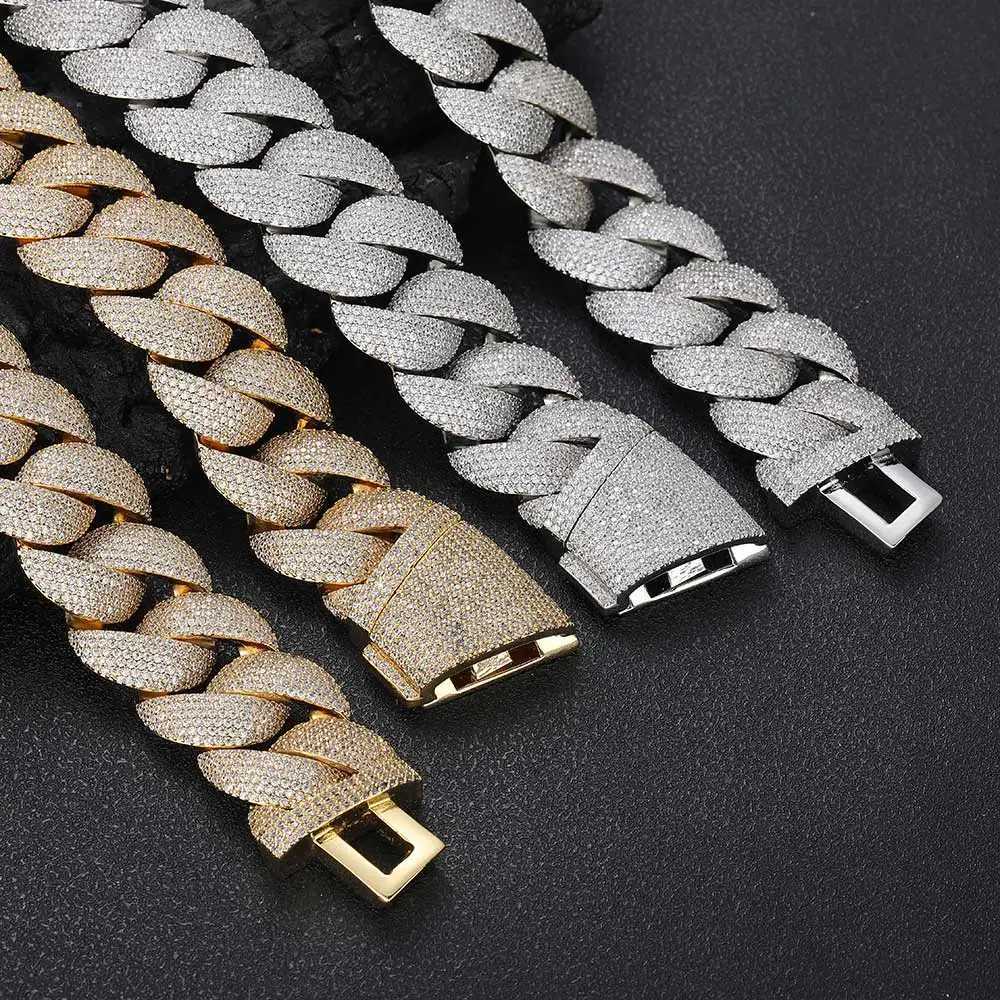 Nuoya High Quality 22mm Chunky Cuban Link Men Choker Jewelry Iced Out Full Diamond Cuban Link Chain Necklace for Women