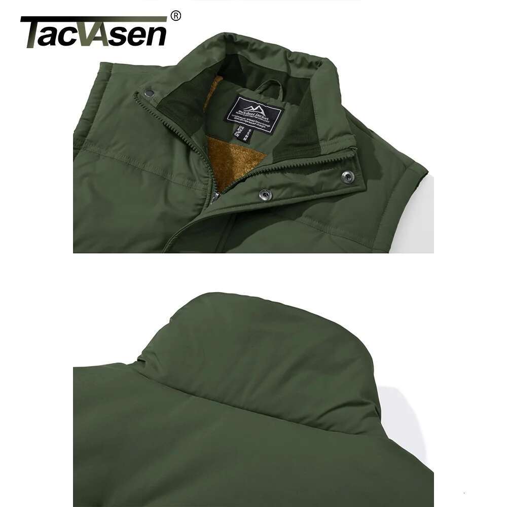 TACVASEN Outdoor Fleece Vest Jacket Mens Thermal Warm Sleeveless Jackets Fall Spring Full Zip Cargo Vests Coat Male Waistcoats