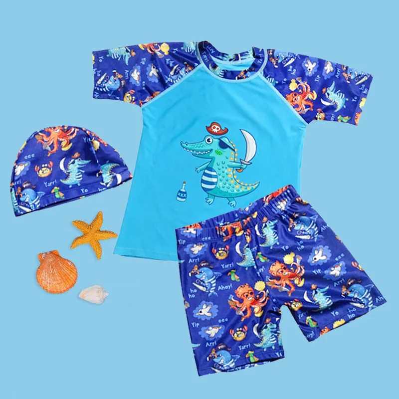 Childrens Boys Summer Baby Sun Protection Quick Drying Split Body Swimsuit Childrens Middle and Large Childrens Cute OutfitXJ250214
