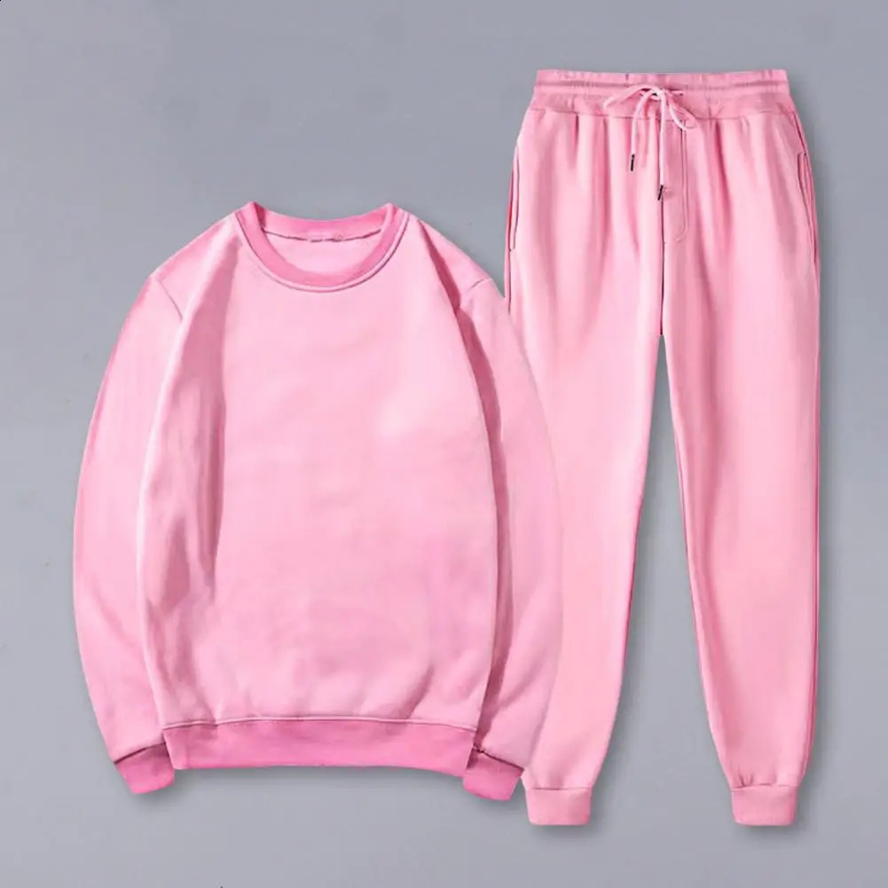 2pcs Women Sport Suit Sweatshirt Winter Loose Round Neck Top Elastic Waist Pant Casual Jogger Outfit Sports Two-piece Set 2025 250210