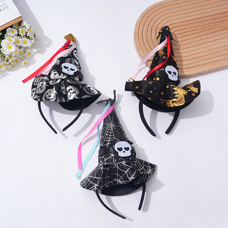 Magical Halloween Witch Hat Hair Band with Glittery Lace Detail - Perfect for Parties & Events