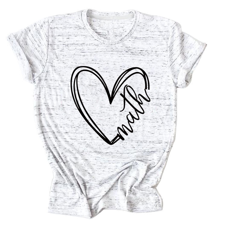 Designer Free Shipping Math Heart Summer New Short Sleeve Women's Fashion Trend T-shirt Large