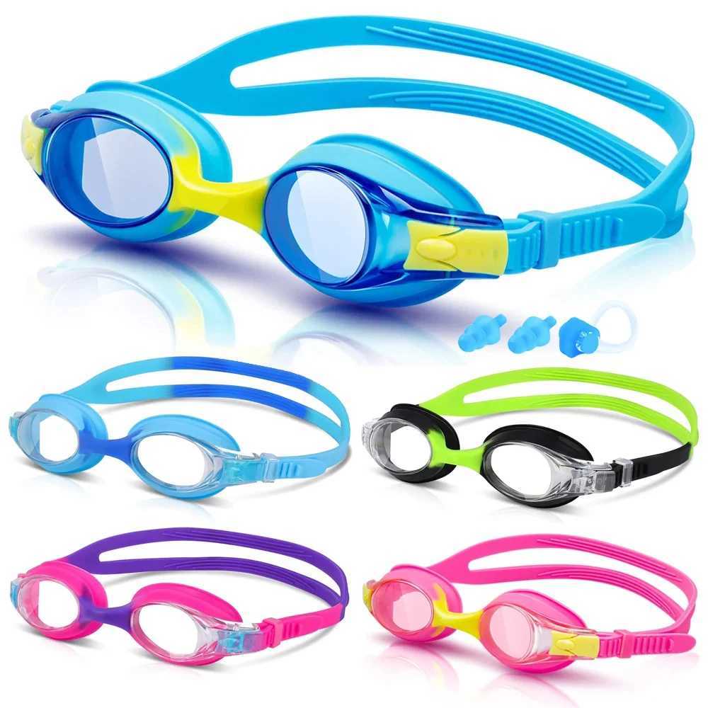 Professional childrens anti-fog and anti-ultraviolet lenses boys and girls swimming goggles waterproof adjustable silicone Z250215