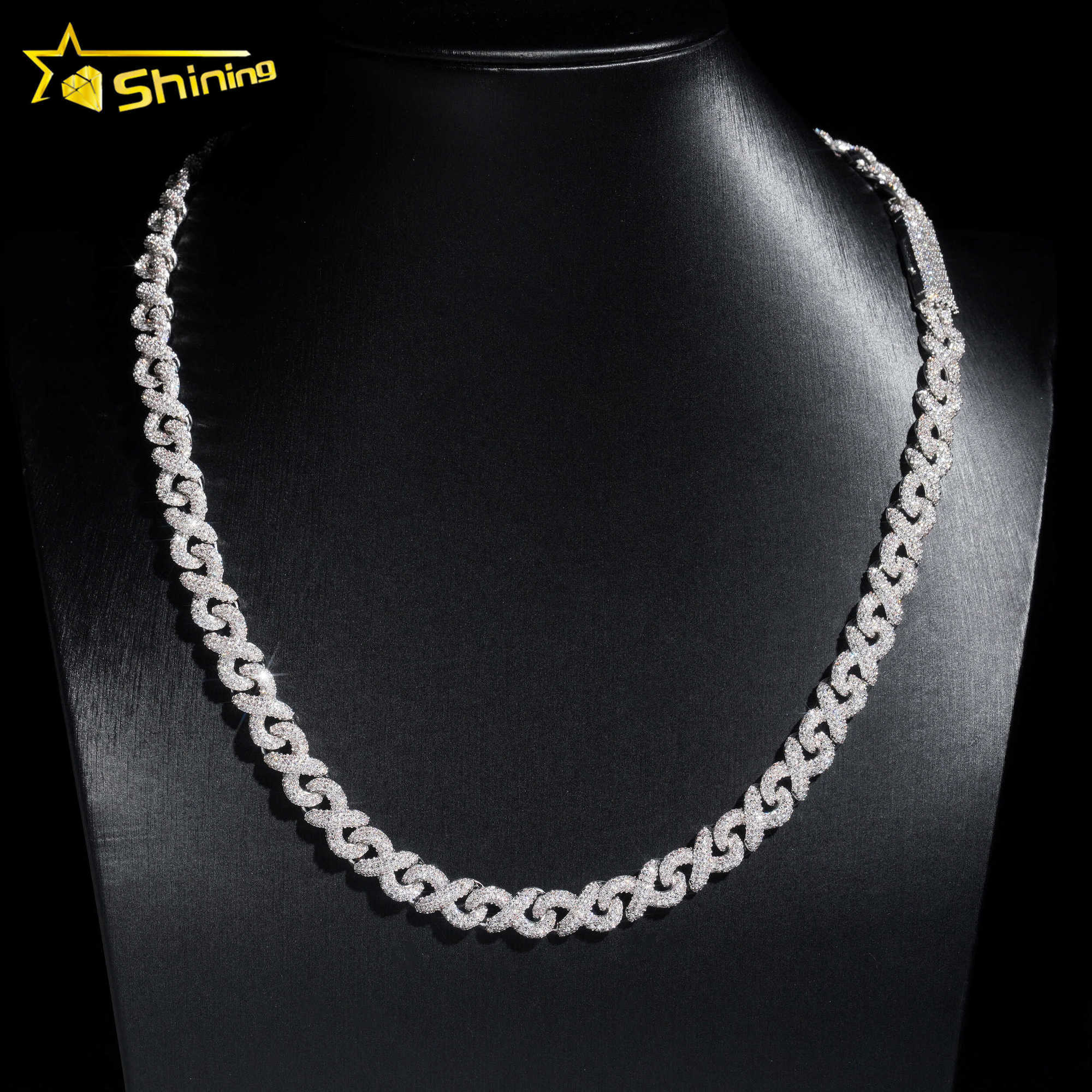 Sterling silver necklace moissanite cuban chain S925 gold plated GRA diamond iced out link chain for men