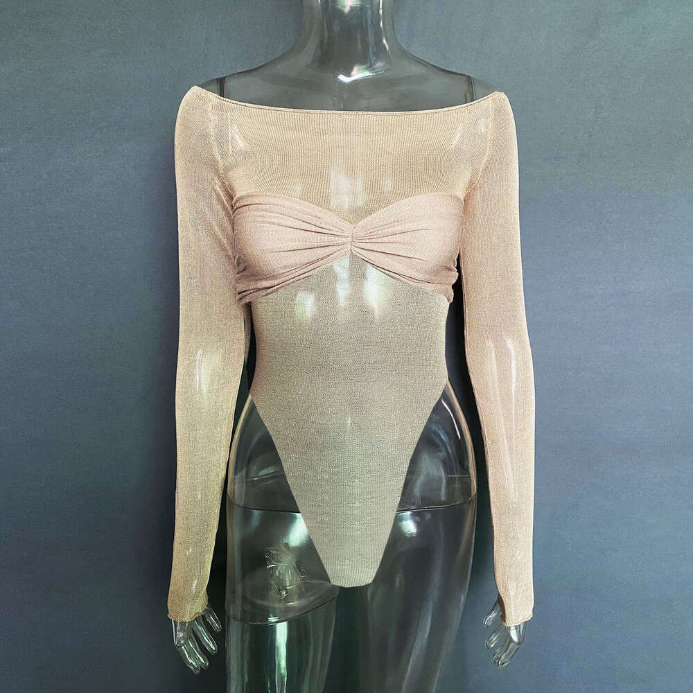 Spring/Summer Hot Women's One Word Neck Perspective Triangle jumpsuit Top, 2025 Versatile New Trendy Clothing Ins