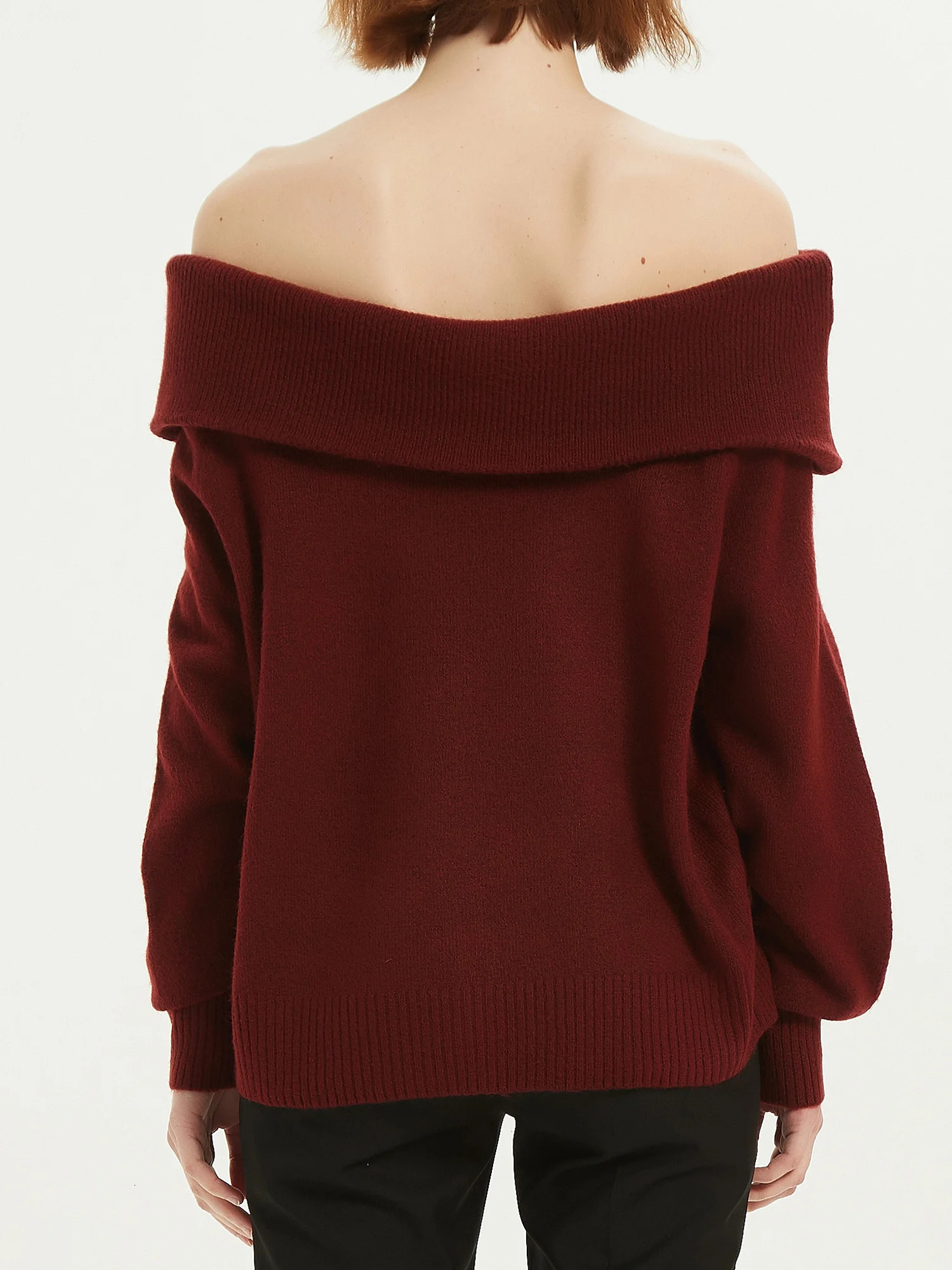 Fluffy shoulder sweater for women fashionable skydiver floral knit Burgundy gray beige 250210
