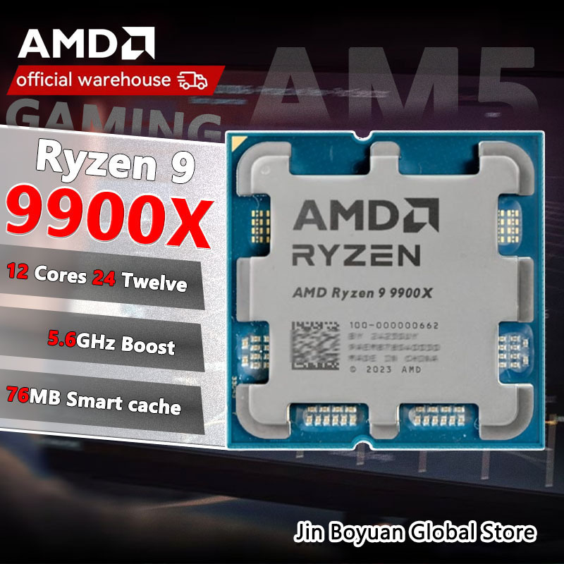 AMD Ryzen 9 9900X R9 9900X New Processor 5.6GHz 12-Core 24-Thread 76MB Game Cache 4NM TDP 120W Socket AM5 Gaming CPU Zen 5