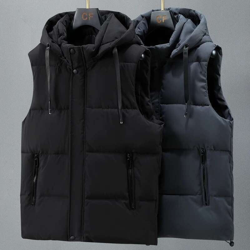 L-8XL Oversize Autumn Winter Vest 2023 New Thick Warm Hooded Sleeveless Jacket Men Casual High Quality Plus Size Waistcoat