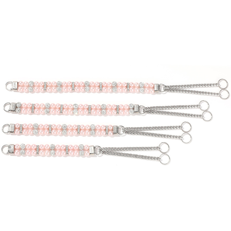 Fashion Dogs Collars with Shining Rhinestone and Pearl, Adjustable Collar Leash Set for Dogs, Puppy Neck Collar, Luxury Pet Collars for Wedding Birthd