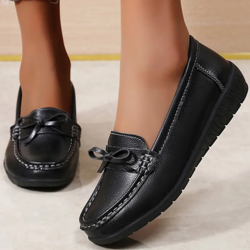 Wedge Fashion Women Flats Genuine Leather Soft Shoes Women Slip On Women Casual Shoes Moccasins Tenis Feminino Plus Size 250214