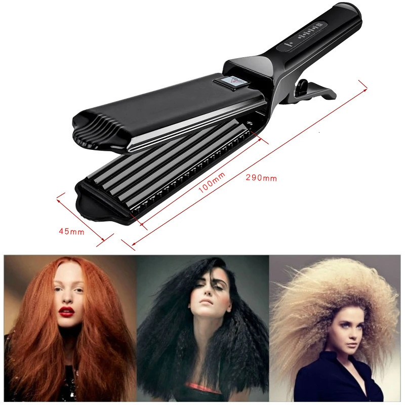 Professional Hair Curler Comb Curling Iron Wand Ceramic Corrugated Wave Corn Irons Wave Curler Iron Corrugation Plate Clip 250214
