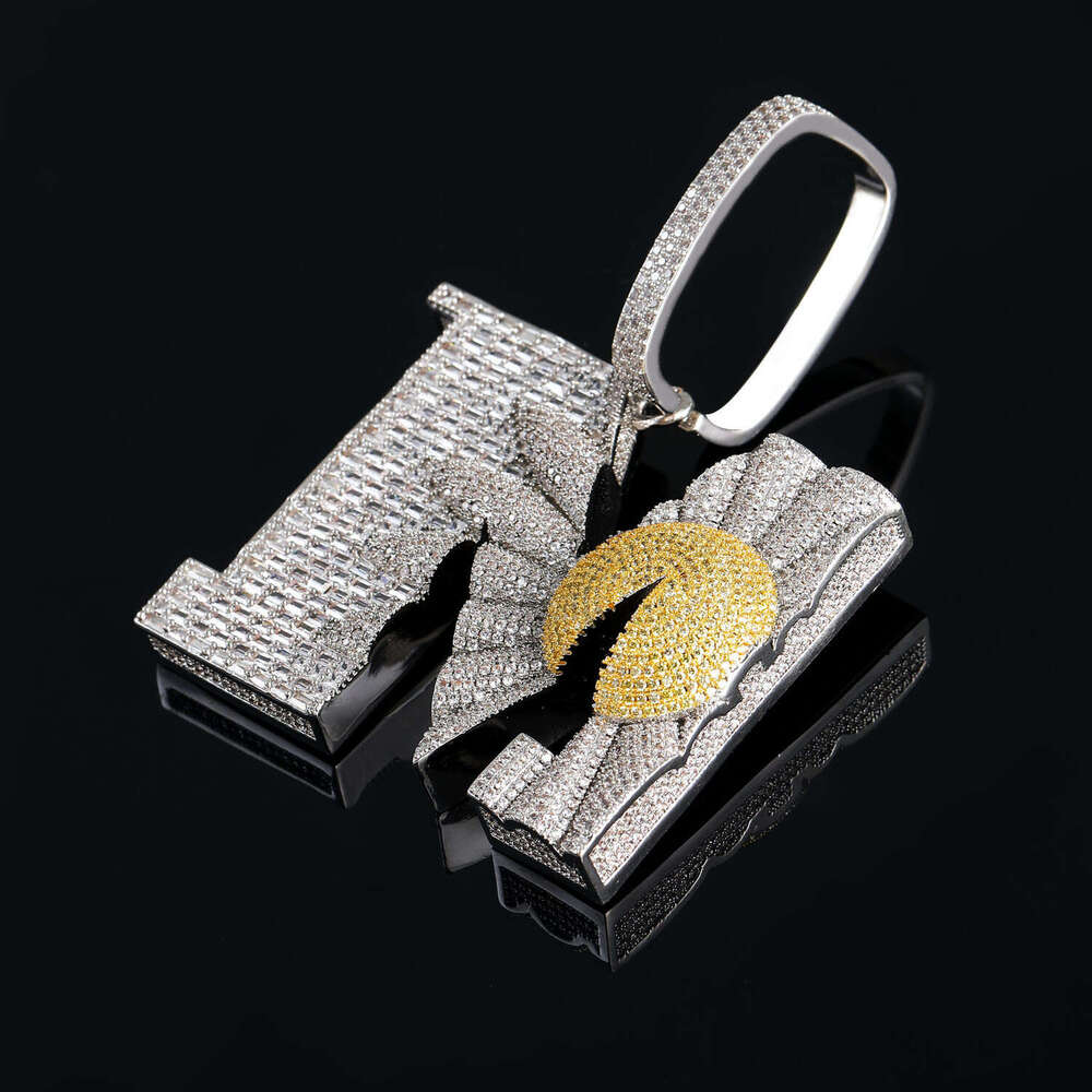 KnowKnow Same Style M Daisy Hip Hop Pendant T Square Full moissanite Inlaid Personalized Men's Necklace