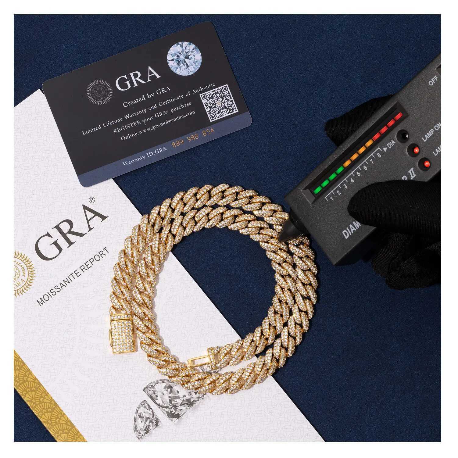 Moissanite Jewelry 10mm Two Rows Diamonds 100% 925 Sterling Silver Cuban Bracecet Pass Diamond Tester Necklace Vvs Moissanite