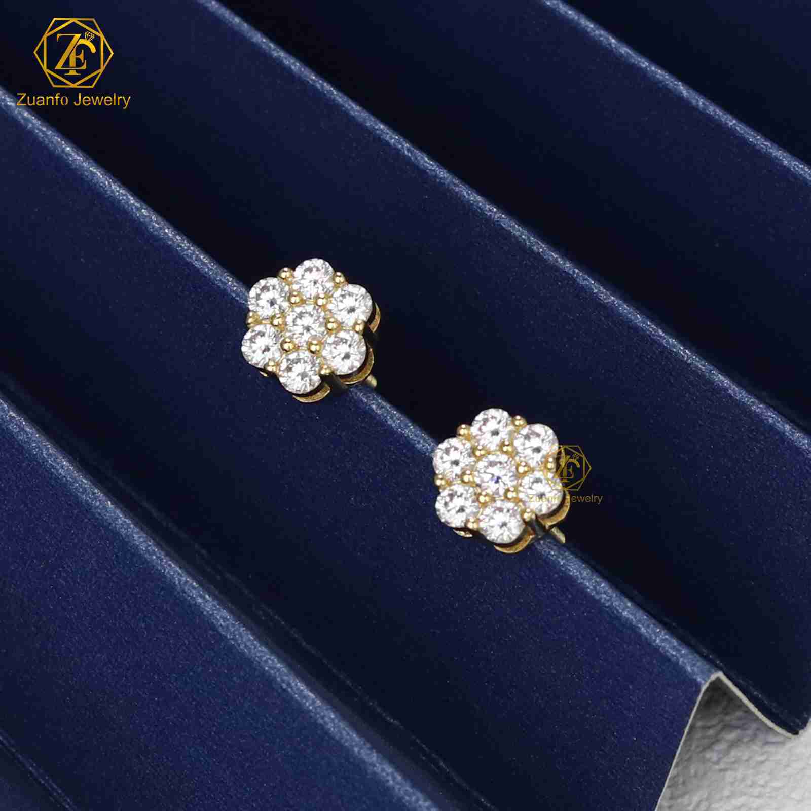 Best Selling 100% 925 Silver Moissanite Cluster Earrings D Color VVS1 Round Cut Diamond Flower Hypoallergenic Stud Earrings