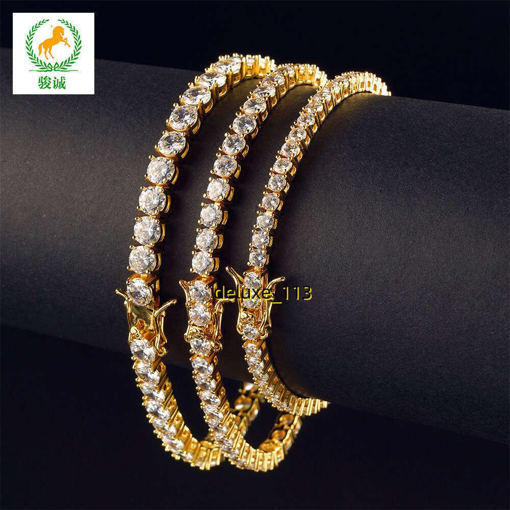 Hip Hop Single Row Copper Micro Inlaid moissanite Bracelet 3mm 4mm5mm Tennis Chain