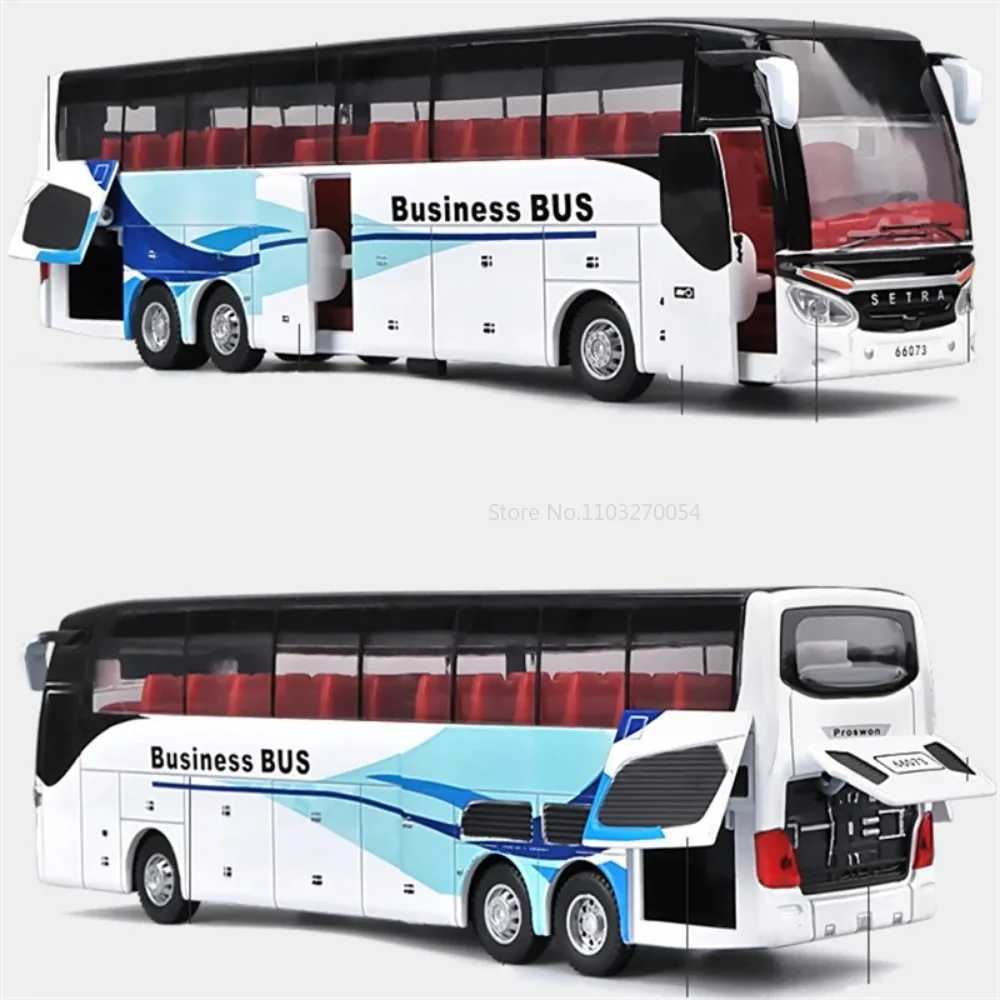 1/32 Alloy Single-layer Bus Car Model Toys Diecast Simulation Metal Business Bus Vehicle Sound Light Pull Back Children Gift ToyT250215