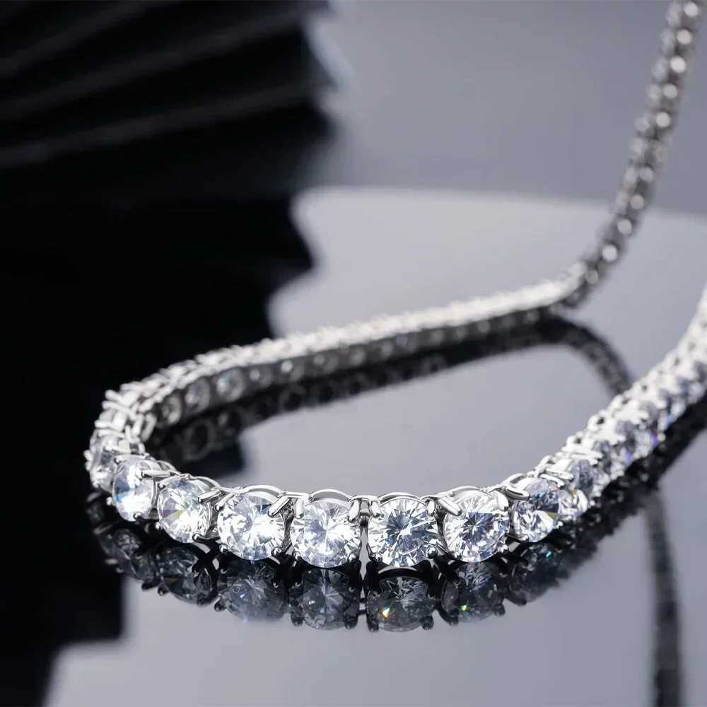 FEOBUR 6.5-3MM Gradient Moissanite Tennis Necklace for Women Sparkling Full Diamond Luxury Jewelry Sterling Silver 925 Chain