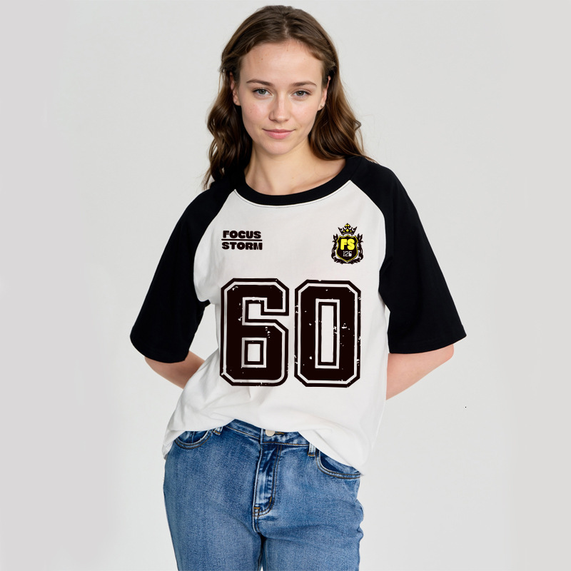 Designer T-shirt With Shoulder Patchwork Printed Short Sleeved Shirt For Women Summer Casual Sports Style Top Loose Knit Trend