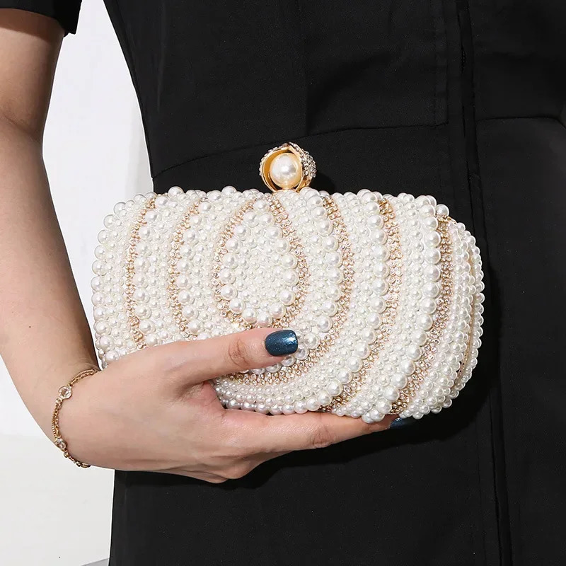 Beaded Pearl Evening Clutch Bag Women Wedding Bridal Dinner Party Purse Female Stylish Bags 250213Z