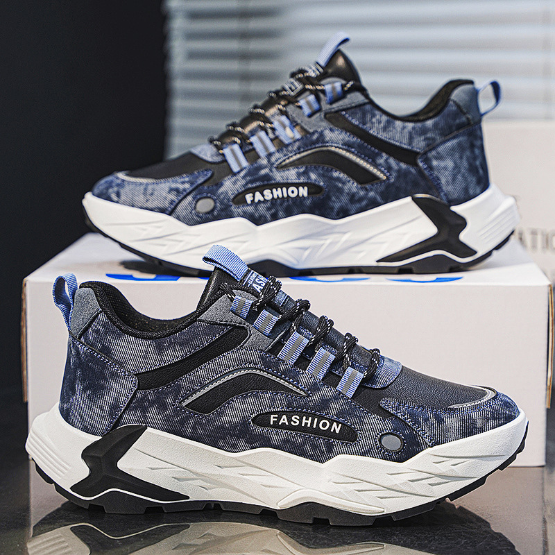 NEW hot Men Sports Shoes Thick Sole Fashion Simple Design Versatile Triple Black Khaki Blue Free shipping