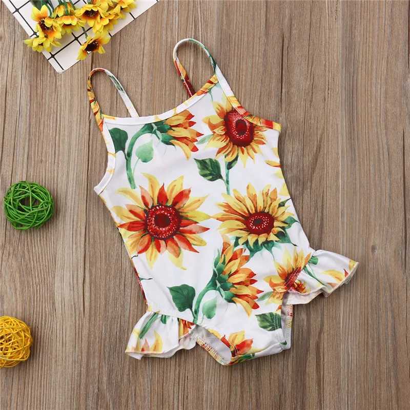0-24m Baby Girls Bodysuit Swimsuits Sunflower Print One_Piece Swimming Suits For Infant GirlsXJ250214