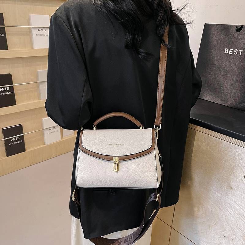 Summer New 2024 High-End Exquisite Retro Fashion Lychee Pattern Hand-Carry Shoulder Women's Bag