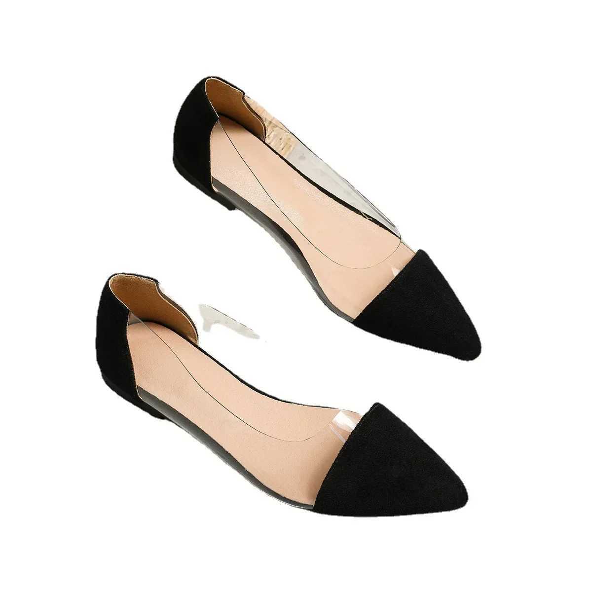 Sexy transparent shallow mouth flat Fi Pointed toe casual light and comfortable high temperature walking shoes 2024 Y250214