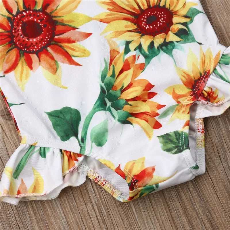 0-24m Baby Girls Bodysuit Swimsuits Sunflower Print One_Piece Swimming Suits For Infant GirlsXJ250214