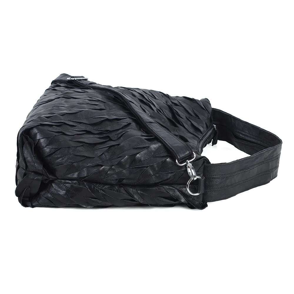 2025 New Leather Sheepskin Handmade Tote Leaves Patchwork Soft Women's Shoulder Crossbody Bag