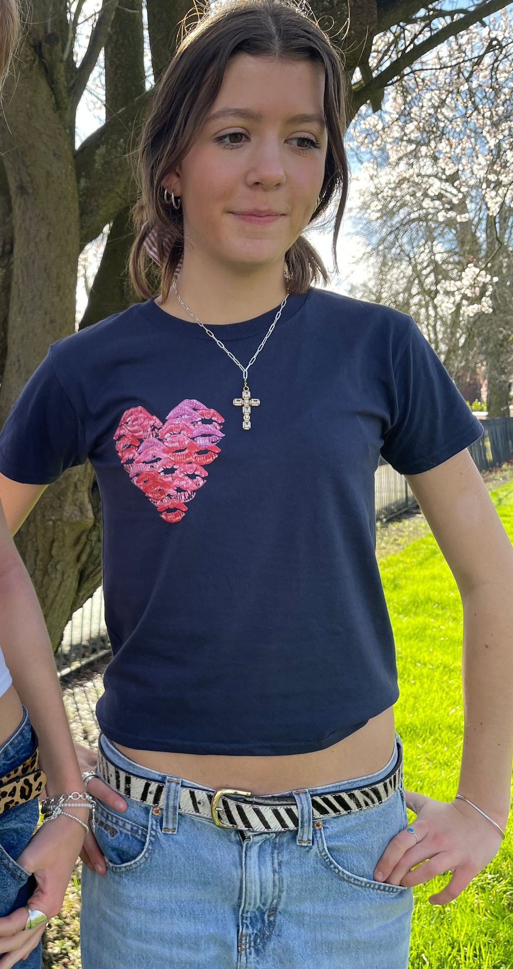 Designer Fashion Trend 2025 Spring/summer New Women Top Simple Lipstick Printed Slim Short Sleeve T-shirt