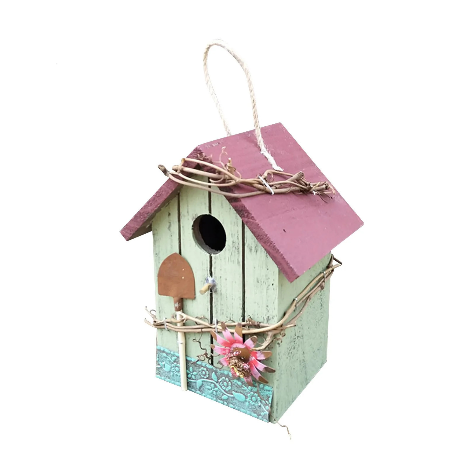 Wooden Bird House Nest Feeder Feeders for Outdoors Decorative Birdhouses outside The Birds Hanging 250206ww