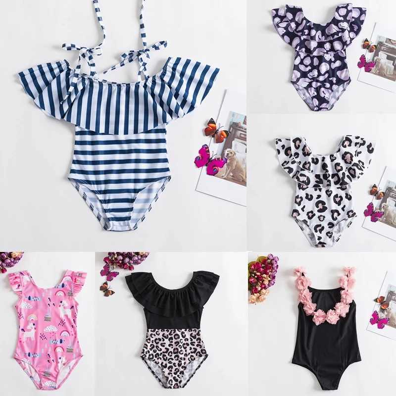Baby Girls Swim Summer Bikini Set Sun Protection Kids Cute Floral Toddler Learn Swimming Suits One-Piece Sunbeach SwimsuitXJ250214