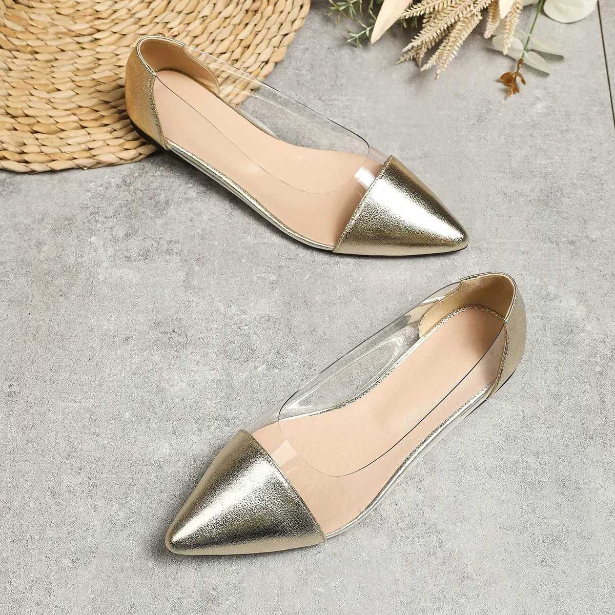Sexy transparent shallow mouth flat Fi Pointed toe casual light and comfortable high temperature walking shoes 2024 Y250214