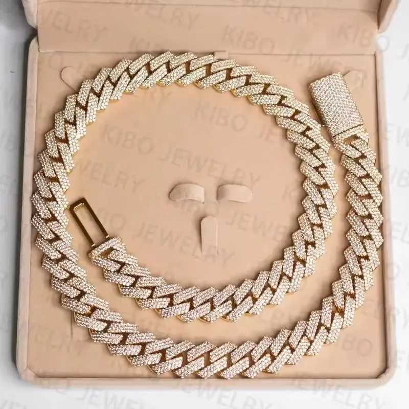 8mm 10mm 12mm 15mm Width Hip Hop Jewelry Diamond Necklace Mossanite Chaine S925 Silver Iced Out VVS Moissanite Cuban Link Chain