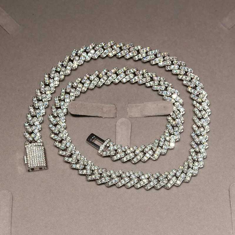Custom 10mm Tennis Chain S925 Silver Moissnaite Out Necklace Men Hip Hop Jewelry Tennis Chain Moissnaite Diamond Chain