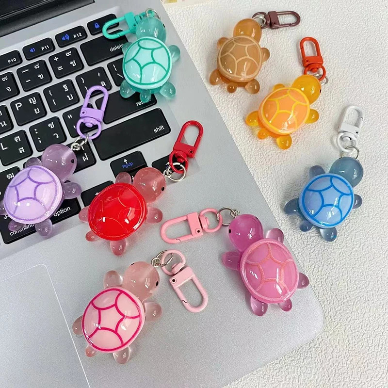 Cartoon Resin Luminous Turtle Ornament Keychain Glow-in-the-dark Color Turtle Keyring Bag Pendant Accessory Girlfriends Gifts 250214