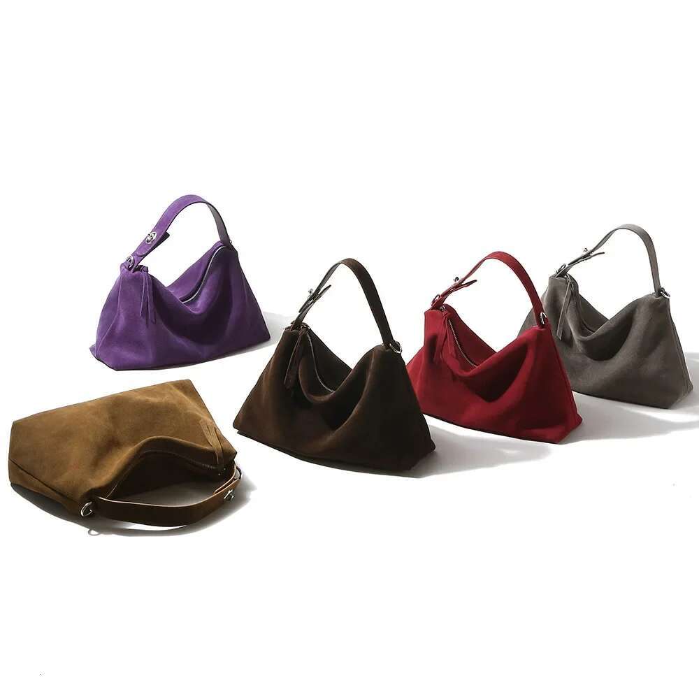 2024 New Winter Suede Leather Women Large Retro Bags High Quality Female Commute Handbag Frosted Shoulder Bag Coffee Brown